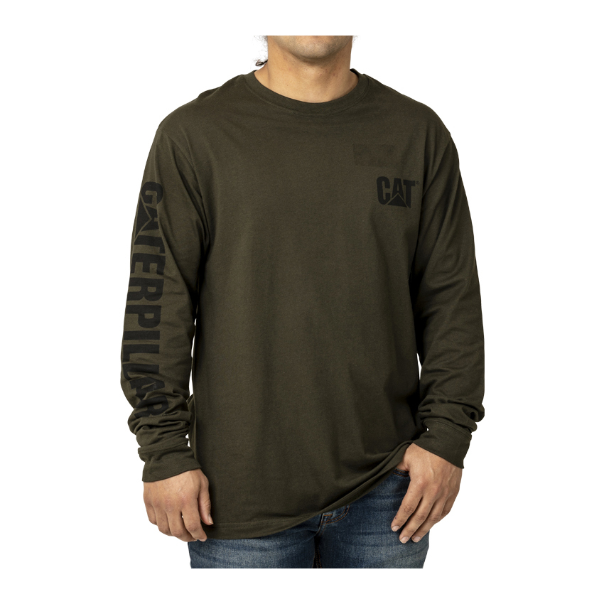 Caterpillar Trademark Banner Long Sleeve - Mens T-Shirts - dark - NZ (471PXIOGN)